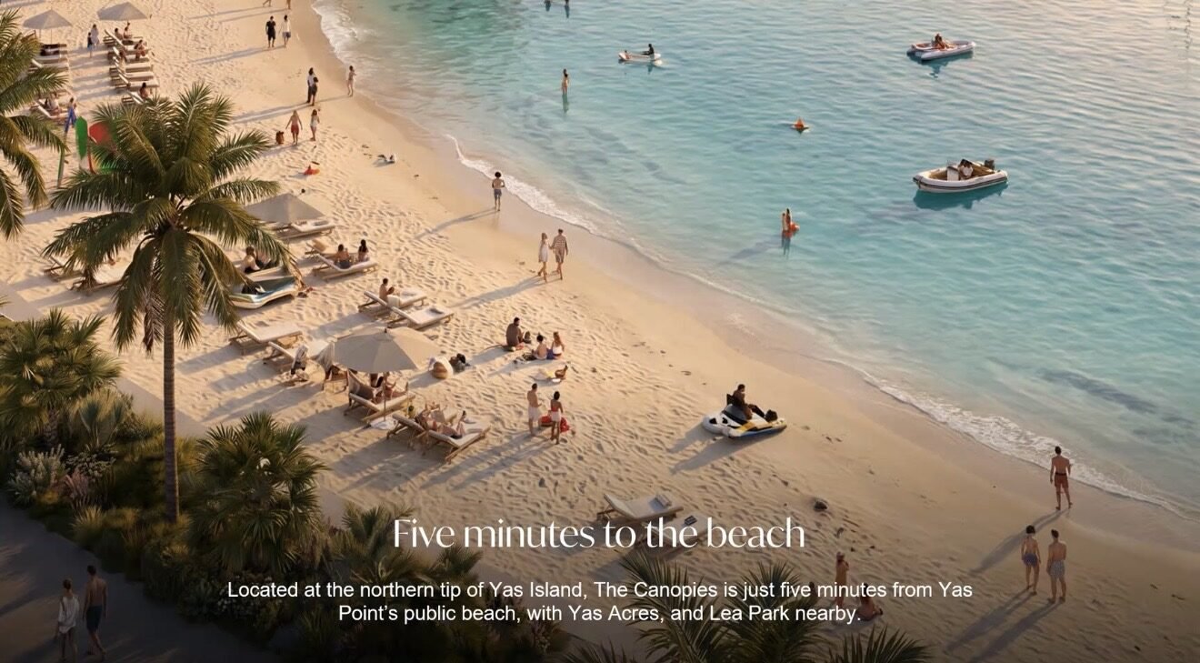Yas Point public beach, five minutes from The Canopies